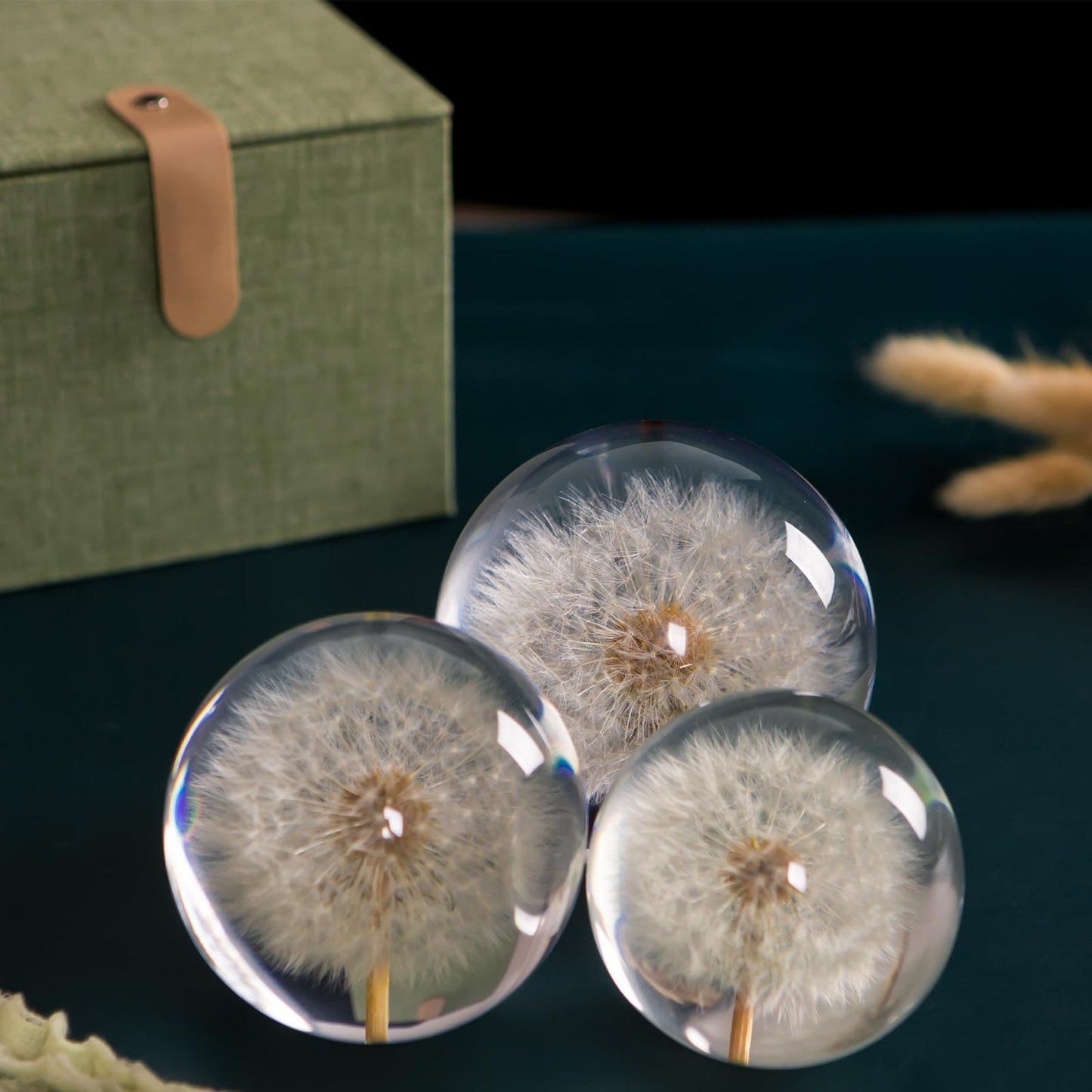 Paperweight Dandelion Dream Ball. Crystal Wishing Ball. Unique Paperweight Made of Dandelion. Gift for Women Men (Mom, Dad, Teacher), Birthday, Wedding, Valentine's Mother's. (8CM)