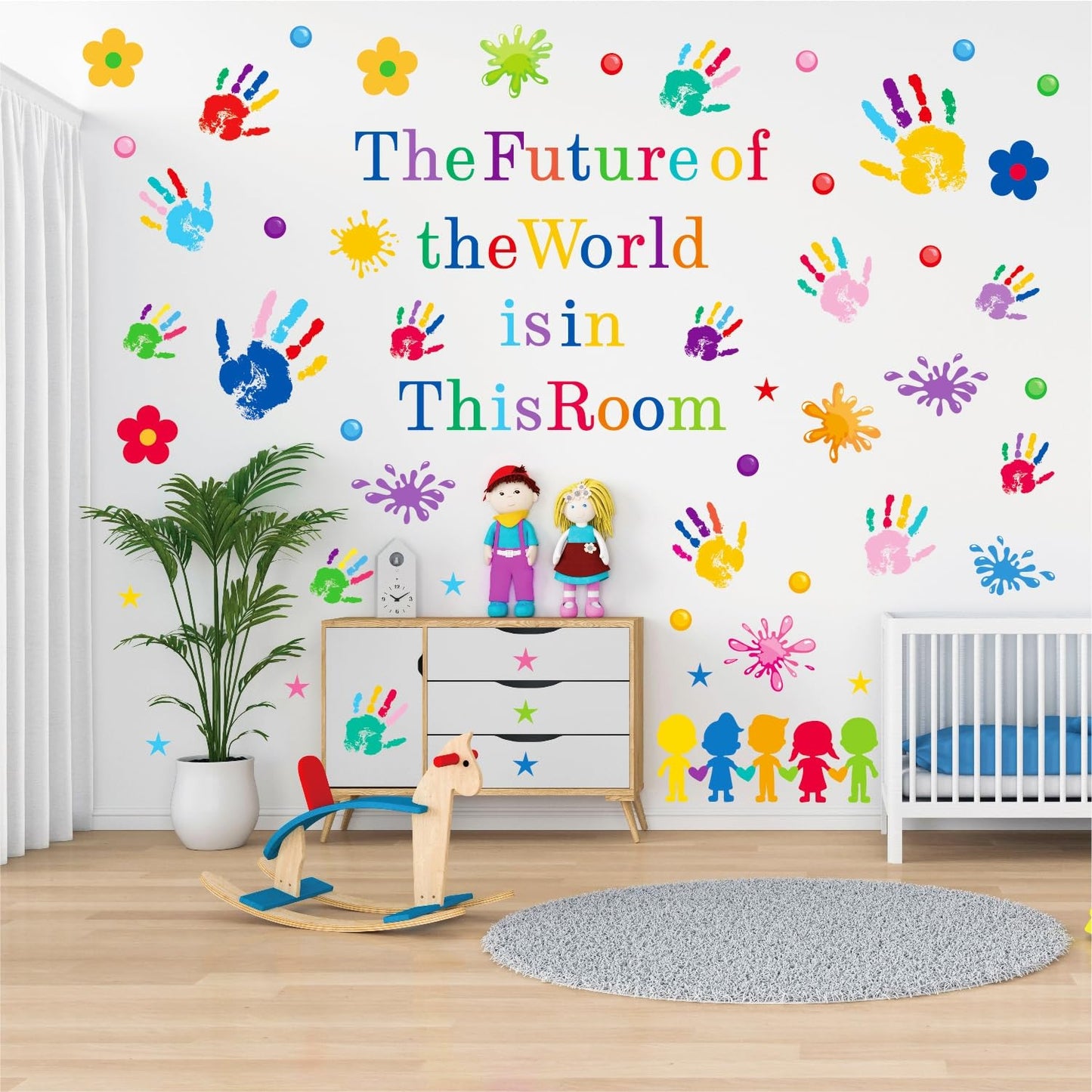 AOWDIAO Inspirational Kids Classroom Wall Decals – The Future of the World Is in This Room Quote – Peel and Stick Vinyl Sticker for School, Nursery and Playroom Decor