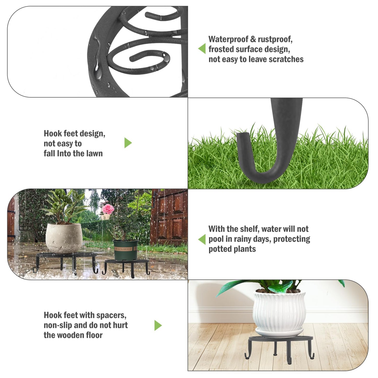 6 Pack Outdoor Plant Stand, Heavy Duty Metal Plant Stand, Flower Pot Stand Indoor Outdoor , Rust Proof Iron Planter Stand, Multi-Size Plant Pot Stands, Pot Stands for Plants Indoor Home Garden Patio