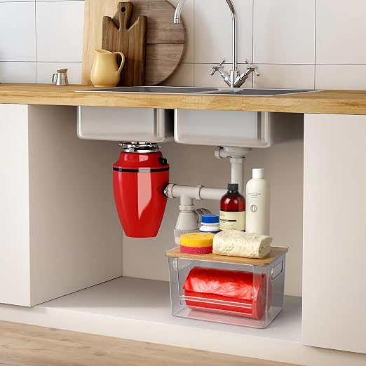 Stackable Trash Bag Dispenser with Wooden Top for Holding 13/30/33-Gallon Large Bag Sizes – Extra-Large Garbage Bag Holder with Anti-Slip Base, Trash Bag Dispenser Under Sink (11.5"x7.5"x7")