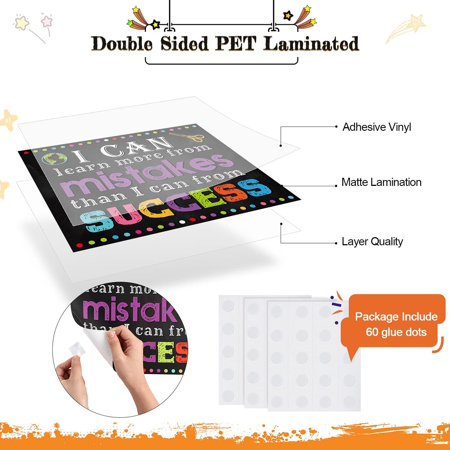 Marspark 9 Pcs Classroom Motivational Posters Growth Mindset Banner Inspirational Bulletin Board Positive Classroom Decoration for School Wall Art, Elementary Middle High School(Black)