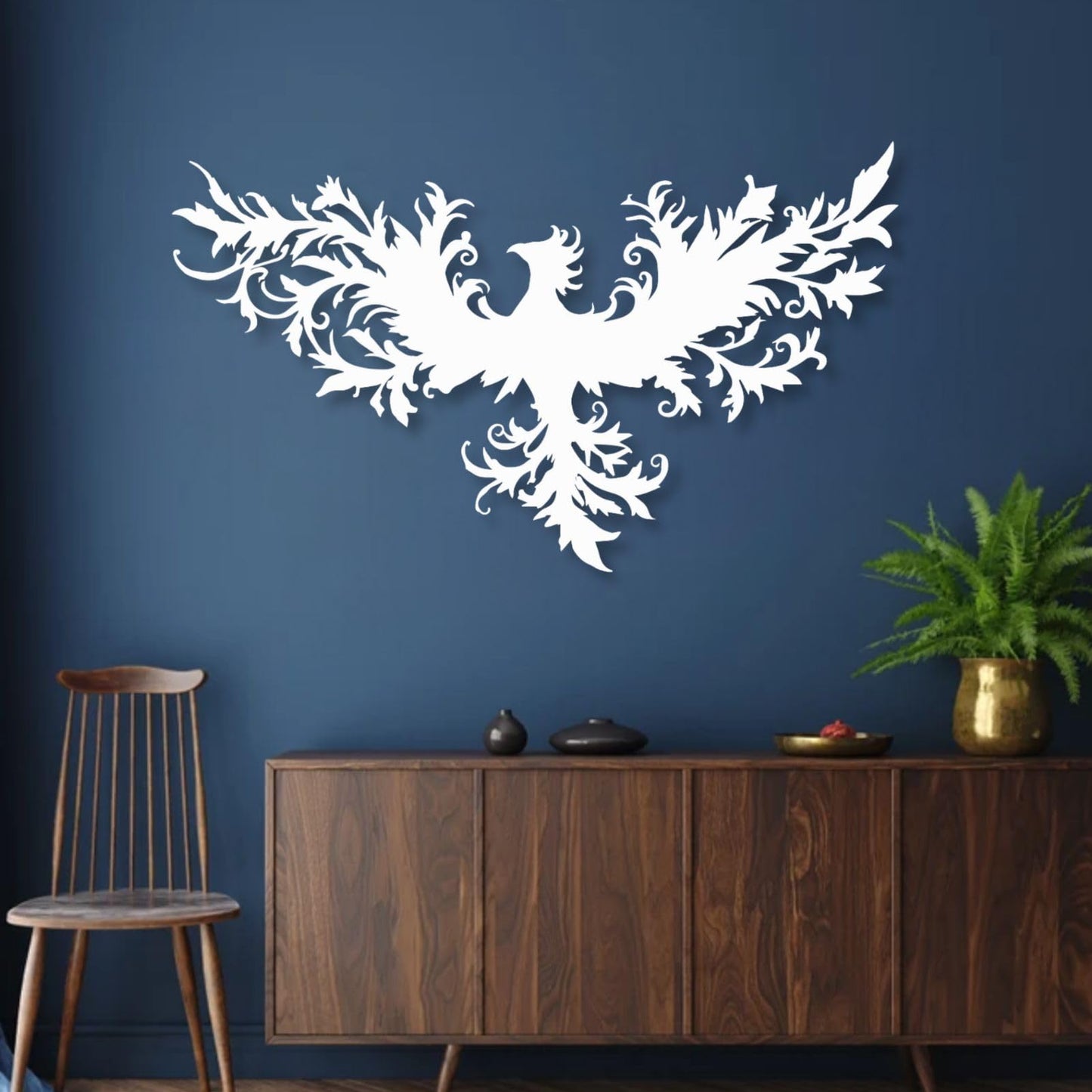 huefoam Phoenix Metal Wall Art, Metal Phoenix Wall Decor, Mythical Wall Decor for Living Room, Bedroom, Dining Room (Black, 19"×11"/47×28cm, metal art wall decor)