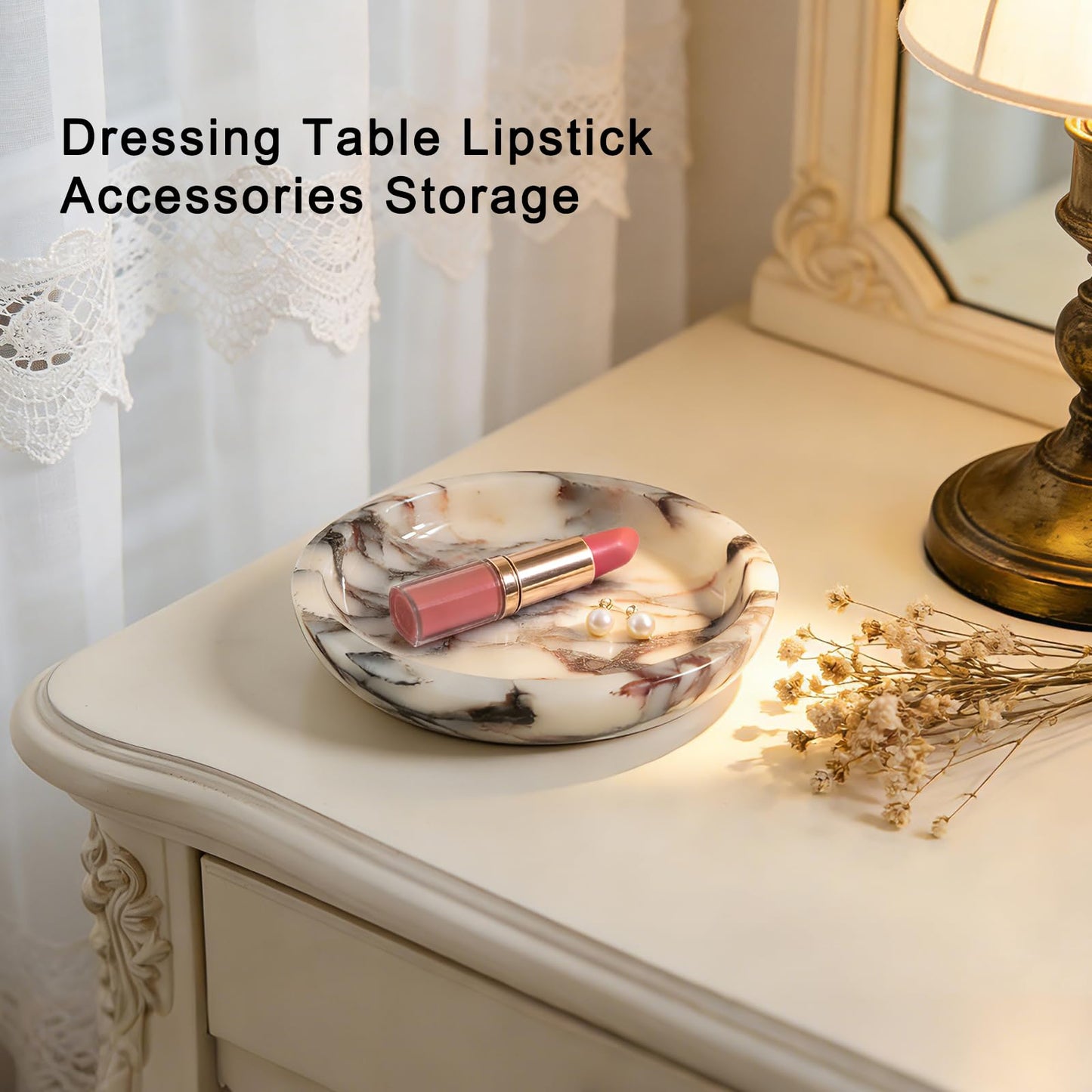 SZGYCSM Jewelry Tray,5.5"x5.5" Marble Jewelry Tray for Entryway Table,Countertop Bathroom, Kitchen Dresser,Marble Tray,Waiting for Storage of Small Trinket,Home Decor Organizer
