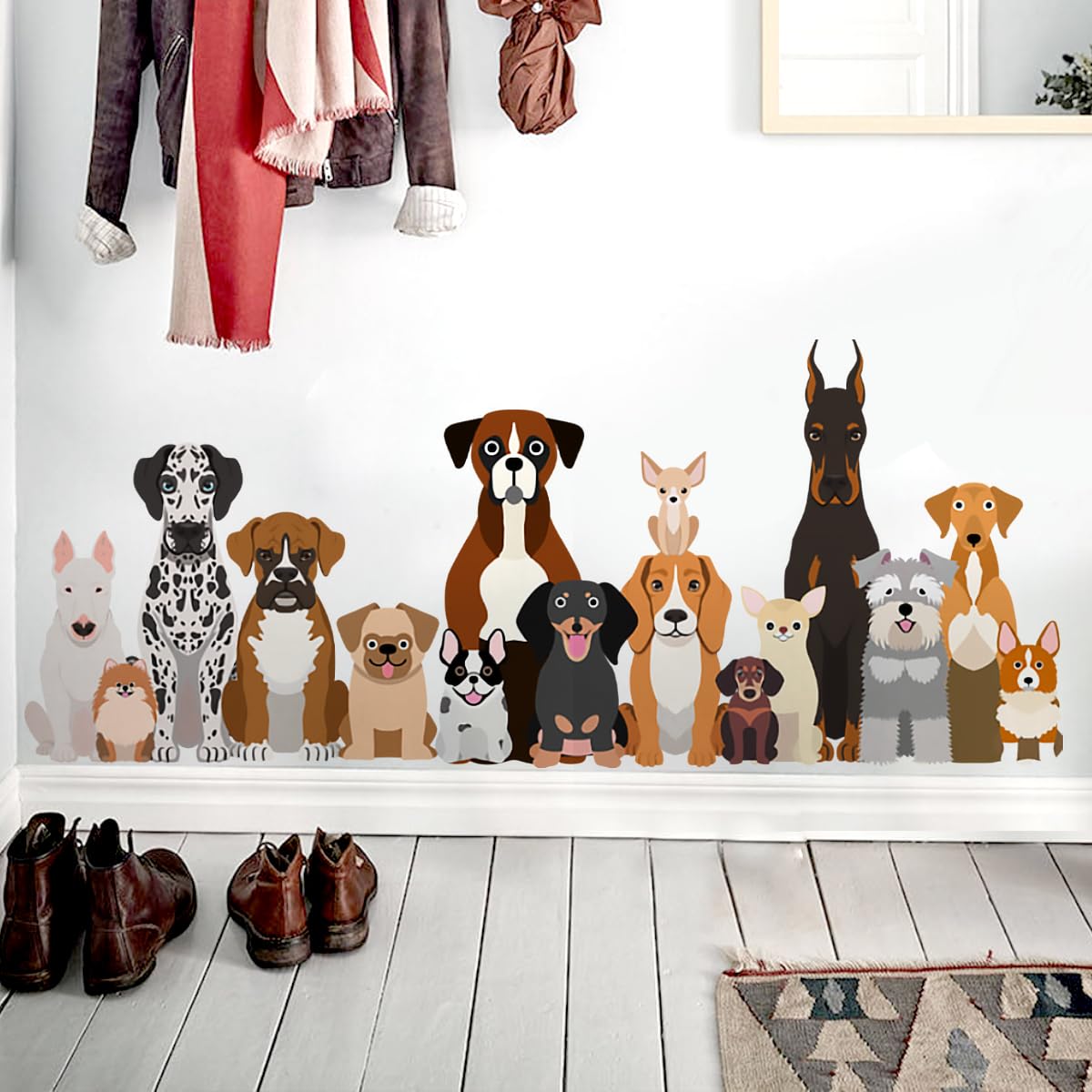 Puppy Wall Decals - Cute Golden Retriever, Corgi, Teddy, Husky Dog Stickers Decor,for Living Room, Kitchen, Bedroom, School, Pets Store, and Home Wall Art.