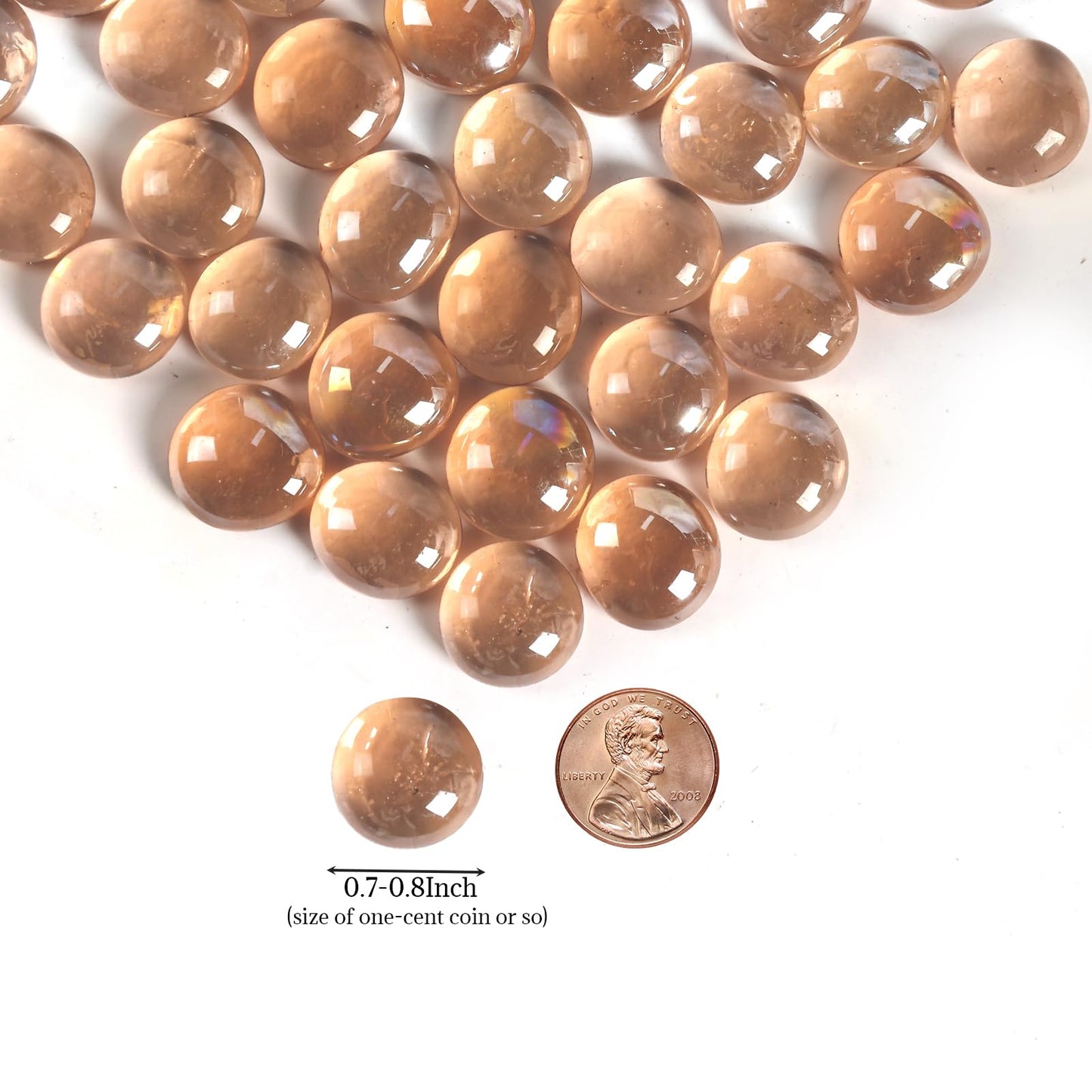 0.5 lb Pink Glass Beads for Vases, Glass Pebbles, Flat Marbles Stones for Vase, Aquarium, Candle, Crafts, Centerpieces and Wedding Decoration