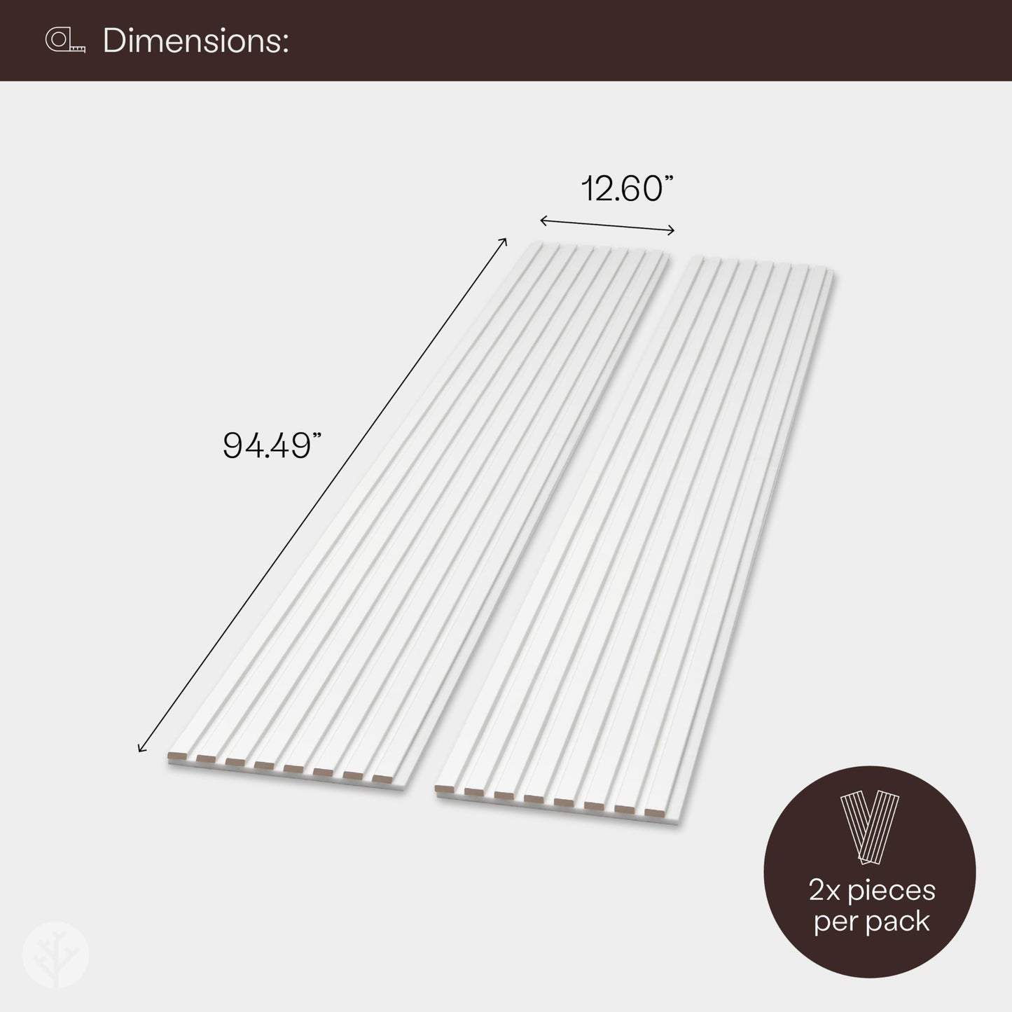 WVH Slatpanel White & Felt – Acoustic 3D Textured Wood Panels for Walls & Ceilings | Decorative Panels for Homes, Offices & Studios | 2 x-94.49” x 12.6” | Veneer, MDF, Felt