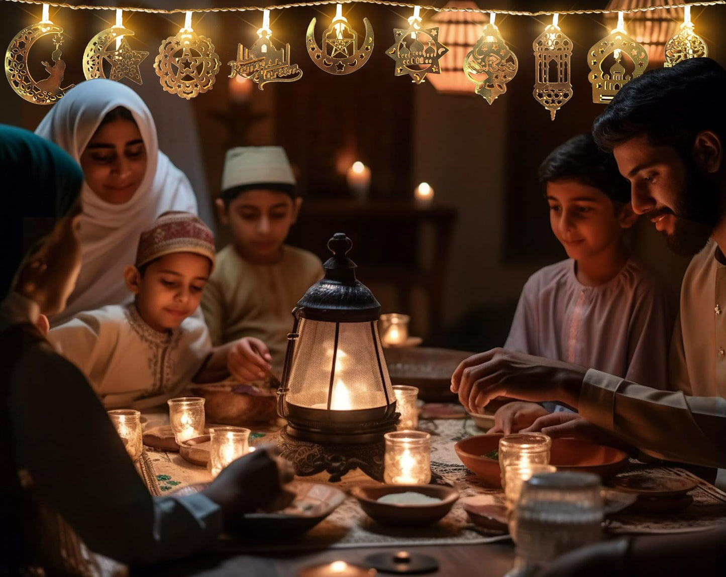 Hying 30 LED Ramadan String Lights Moon Star Eid Lights for Eid Mubarak Decorations, LED Eid Hanging Lantern String Light Battery Operated Ramadan Fairy Lights for Home Ramadan Party Decorations