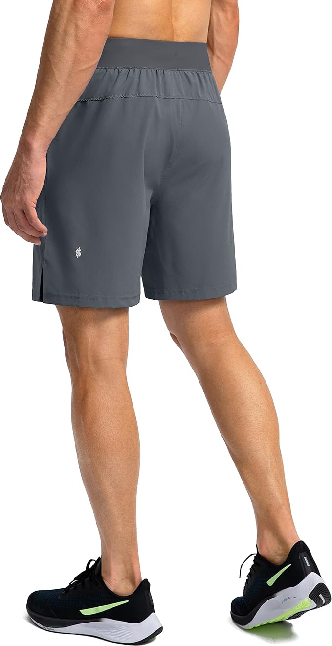 Men's Running Shorts with Zipper Pockets 9 Inch/ 7 Inch / 5 Inch Lightweight Quick Dry Gym Workout Athletic Shorts for Men(7inch)