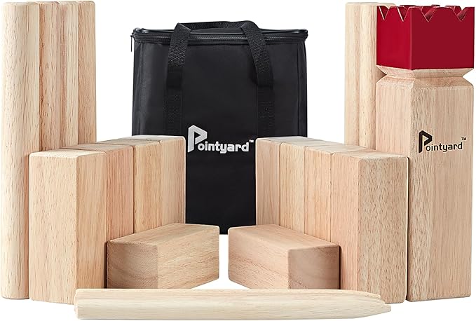 Pointyard Kubb Yard Game Set, Kubb Game Set with Carrying Bag - Wooden Toss Game Set for Outdoor Lawn Teenagers Adults Family