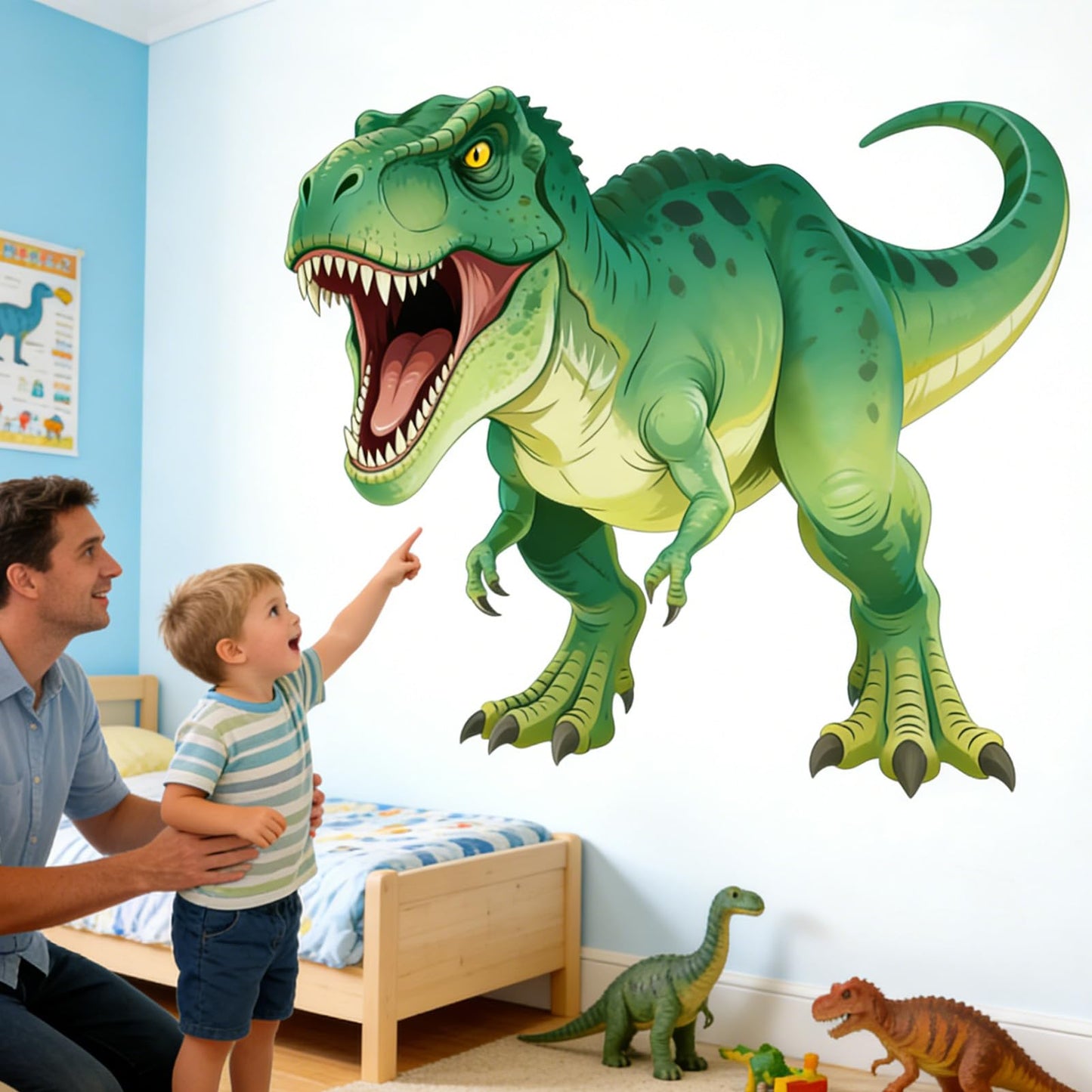 Dinosaur Wall Decals for Boys Nursery: Tyrannosaurs Dino Theme Peel and Stick Boys Room Decor Removable Wall Stickers for Kids Bedroom Ages 1-12 Years