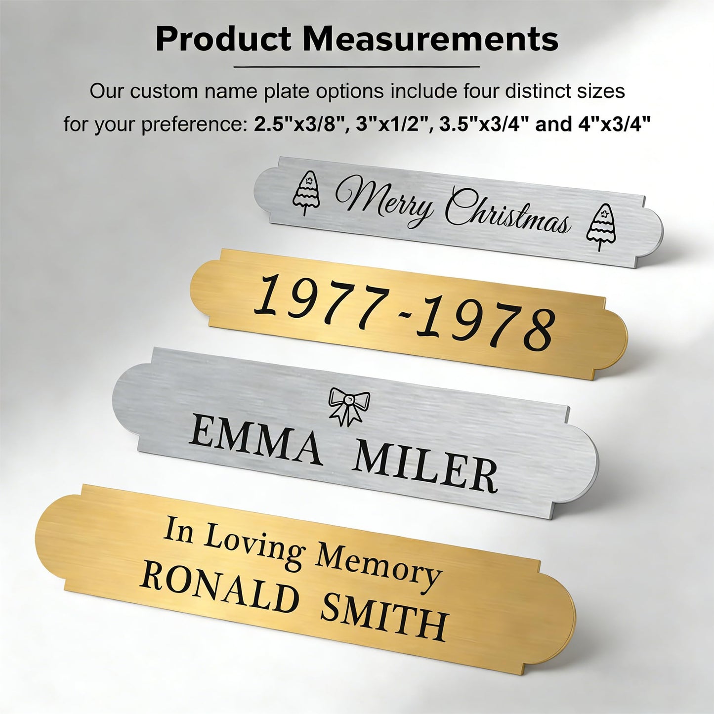 Engraved Name Plate Customized, Personalised Brass Sign for Wall Door Decor, Picture Frame, Memorial, Gift, Collectible - Solid Brass Brushed Gold Finish, 3.5 x 0.75" (Adhesive/Screws)