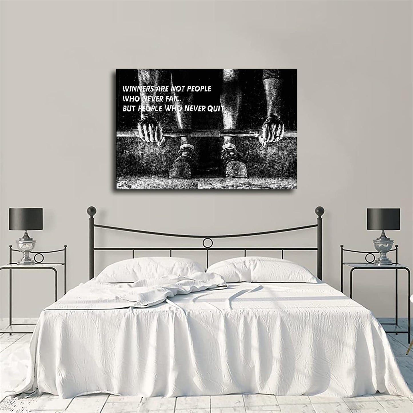Quotes Wall Art Black and White Weightlifting Pictures Man Bodybuilding Motivational Poster Art Canvas Prints—Suitable for Home Decor in Living Rooms, Bedrooms, Hallways, and More. (08x12 No Framed)
