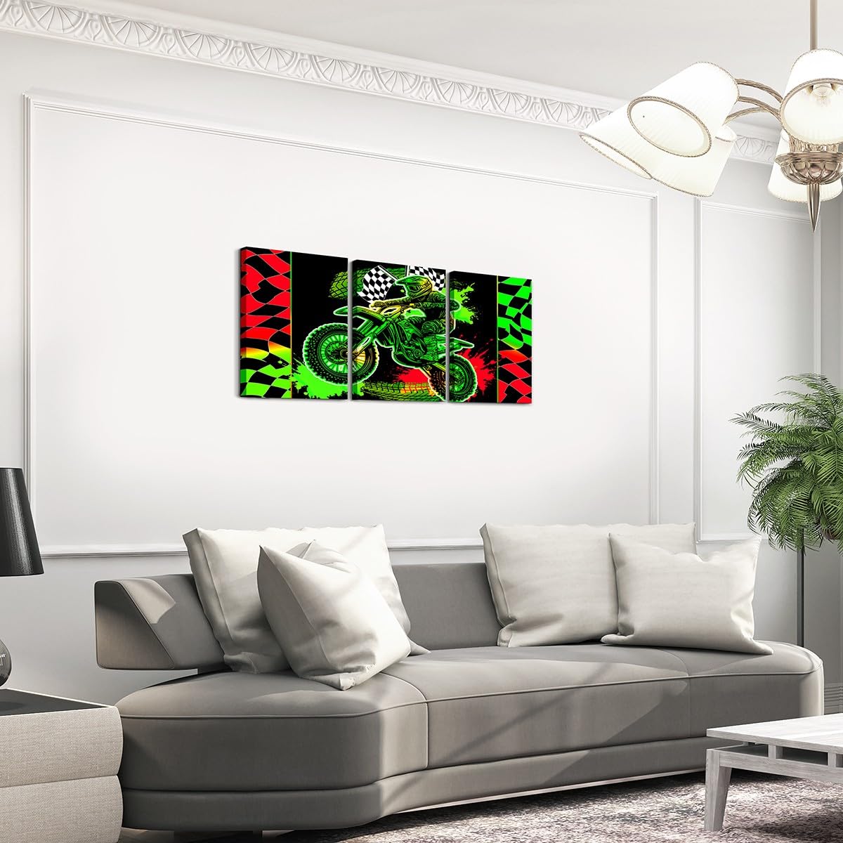 Feelyou Kids Boys Motorcycle Canvas Wall Art Canvas Set of 3 Dirt Bike Artwork Poster Racing Motocross Rider Wall Painting Office Teen Wall Decor Art for Bedroom Living Room Home Decoration 12x16 Inch