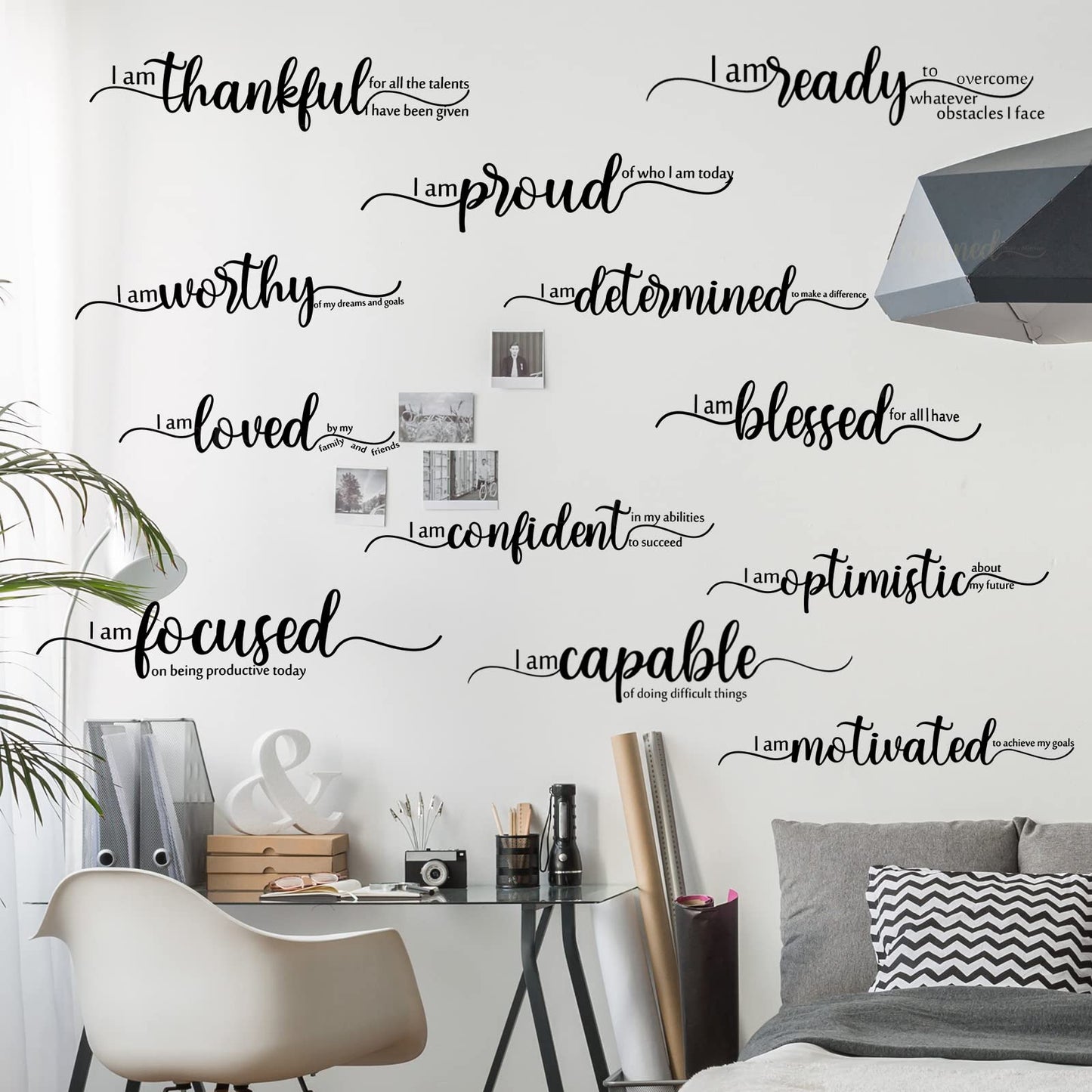Epakh 2 Sheets Motivational Wall Stickers Decor Black Inspirational Wall Decal Art Inspirational Quote Stickers Vinyl Positive Wallpaper for Living Room Bedroom Office Nursery Restaurants Offices