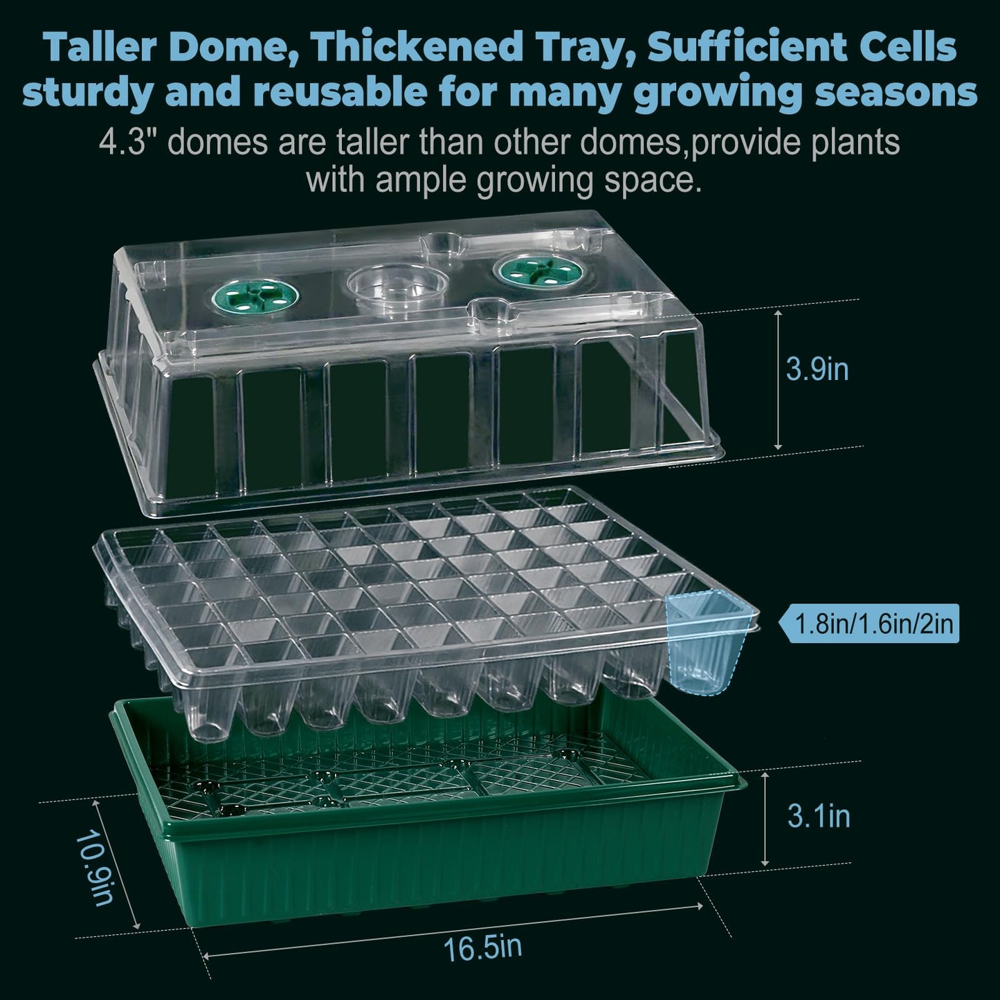 120-Cell Self-Watering Seed Starter Tray with Grow Light,2 Sets of 60-Cell Seed Starter Kit with Tall Humidity Dome,Indoor Seedling Starting Germination Kit with 4 Full-spectrum Growing Light Tubes