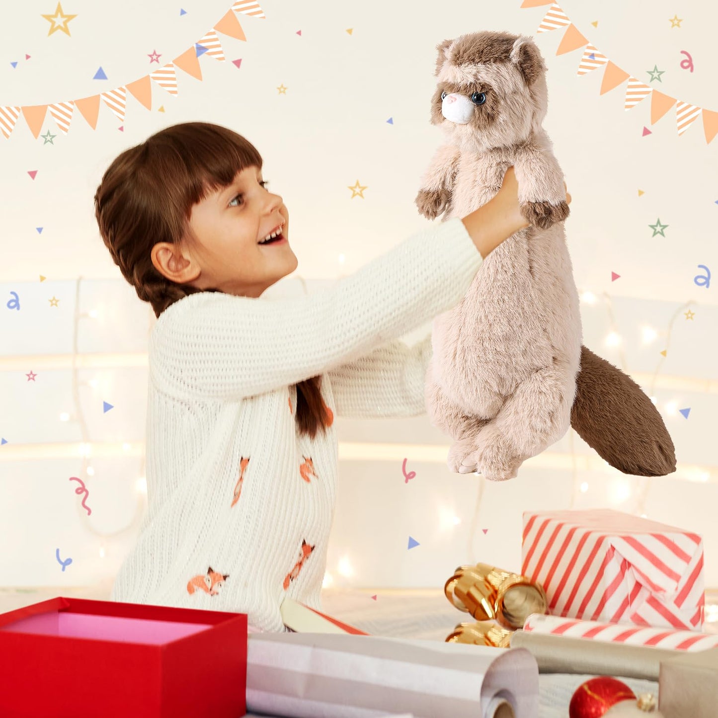 ZJoey 20.5 Inch Ferret Plush Stuffed Animal Long Cute Ferrets Pillow Soft Doll Stuffed Cute Toys Animals Lover Gift Kid Birthday Holiday Party Favor(Brown Ferret)