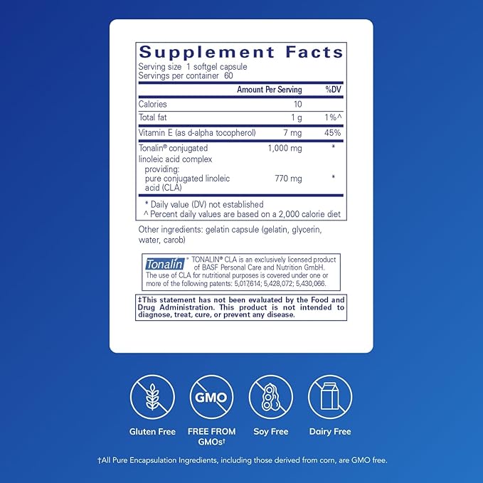 Pure Encapsulations CLA (Conjugated Linoleic Acid) 1,000 mg | Promotes Healthy Body Composition with Exercise* | 60 Softgel Capsules