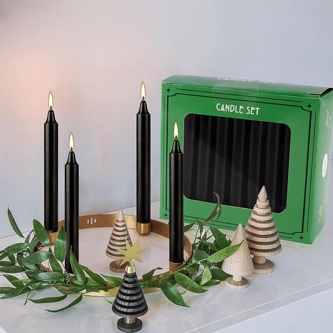 Set of 40 Black Candles ??Spell Chime Candles for Halloween, Rituals, Prayer, Birthdays, Meditation, Altar - 4 Inch Tall, Unscented
