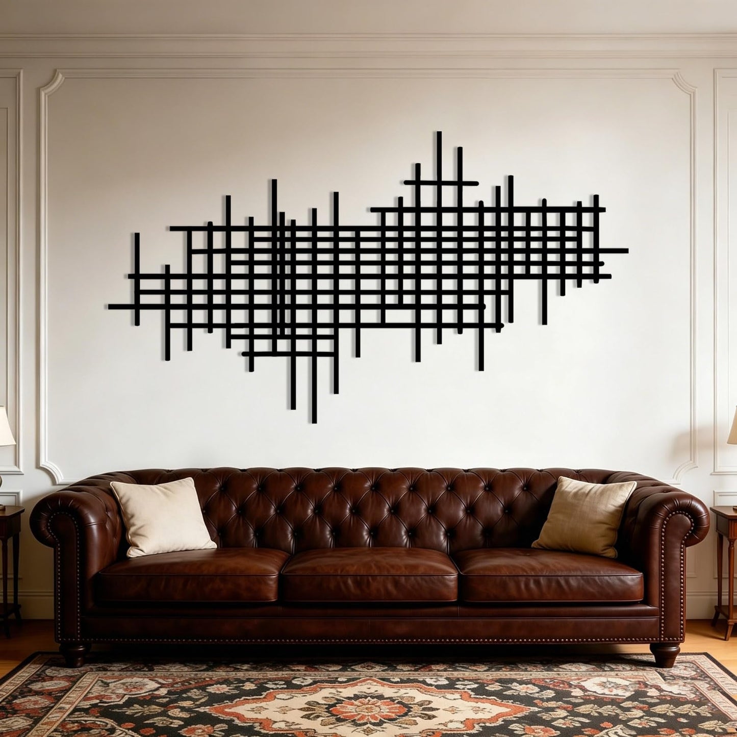 Jogwenu Geometric Line Metal Wall Art, Minimalist Geometric Metal Wall Decor, Line Wall Hanging, Modern Luxury Wall Decor, Abstract Wall Decorations (Gold, 35"x20"/90x51cm)