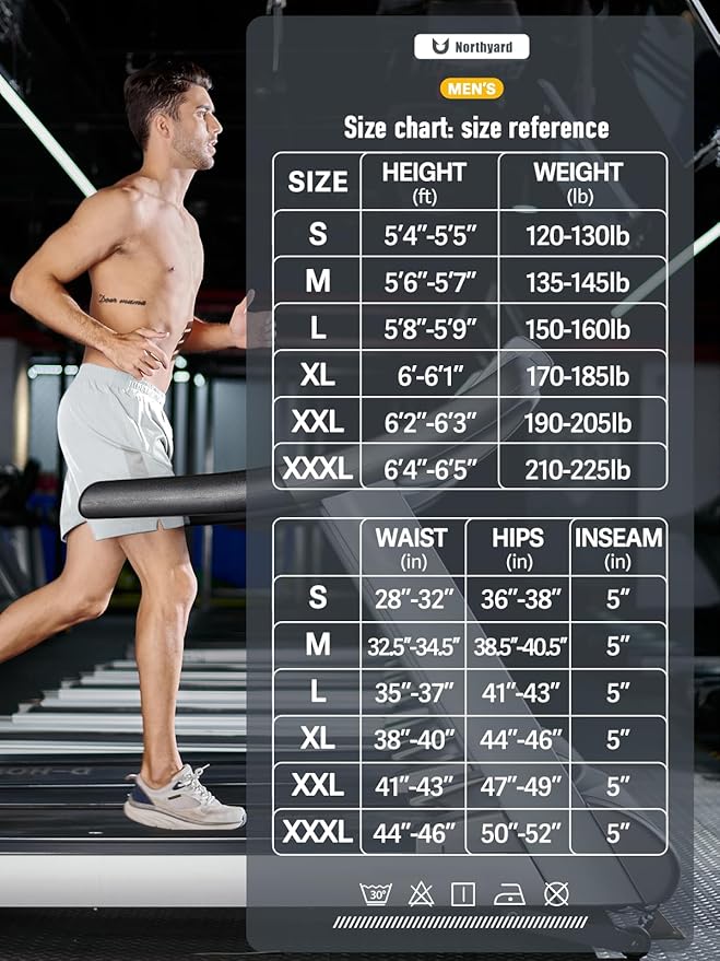 NORTHYARD Men's Running Athletic Shorts 5'' Workout Gym Tennis Short Quick Dry Lightweight Active Sports Basketball