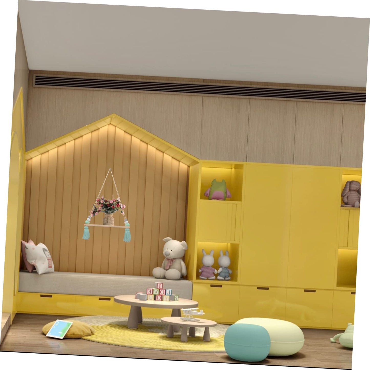 SOLUSTRE Plant Hanging Rack Wooden Bead Tassel Divider Decorative Wall Shelf for Decor