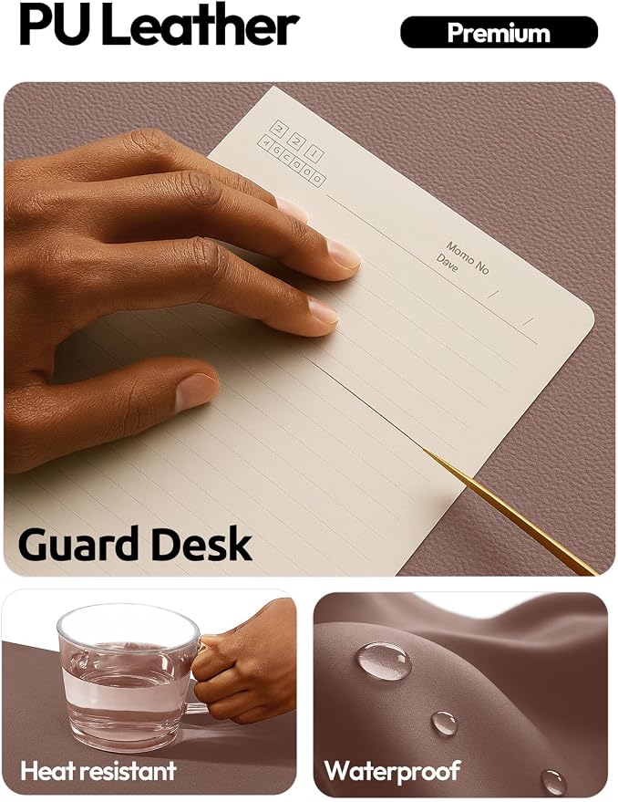 YSAGi Leather Desk Protector, Office Mat, Large Mouse Mat, Non-Slip PU Leather Blotter, Laptop Pad, Waterproof Writing Pad for Office and Home (Chocolate, 23.6" x 13.8")