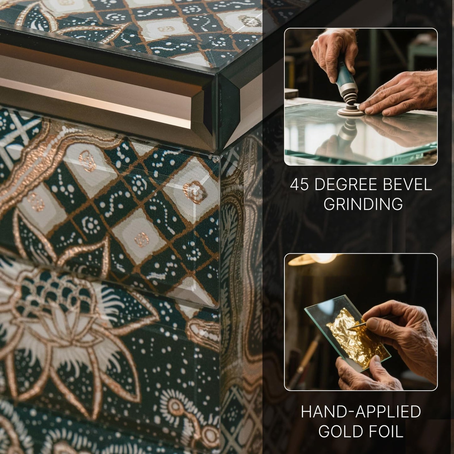 Homruilink High End Glass Jewelry Box, 3 Layer Jewelry Organizer,Velvet-Lined Case For Ring, Necklace, Earring, Bracelet Storage, Ideal Gift (Emerald)
