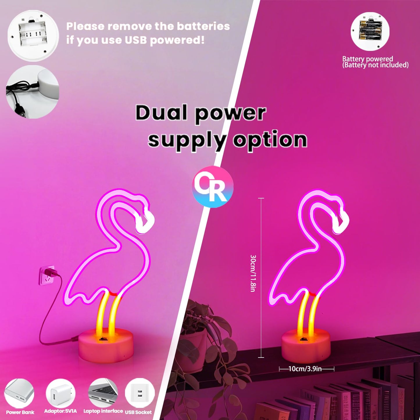 UrsaMajor 2 Pack Neon Signs, Pink Flamingo & Neon Palm Tree, USB/Battery Powered, Energy Efficient, Decor Lights for Girls Bedroom, Party, Dining Tables, Office desk, Valentine Gifts
