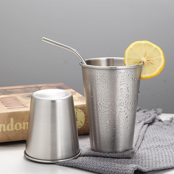 Tosnail 8 Pack 8 oz Stainless Steel Cups, Small Metal Cups, Unbreakable Drinking Glasses, Water Tumblers