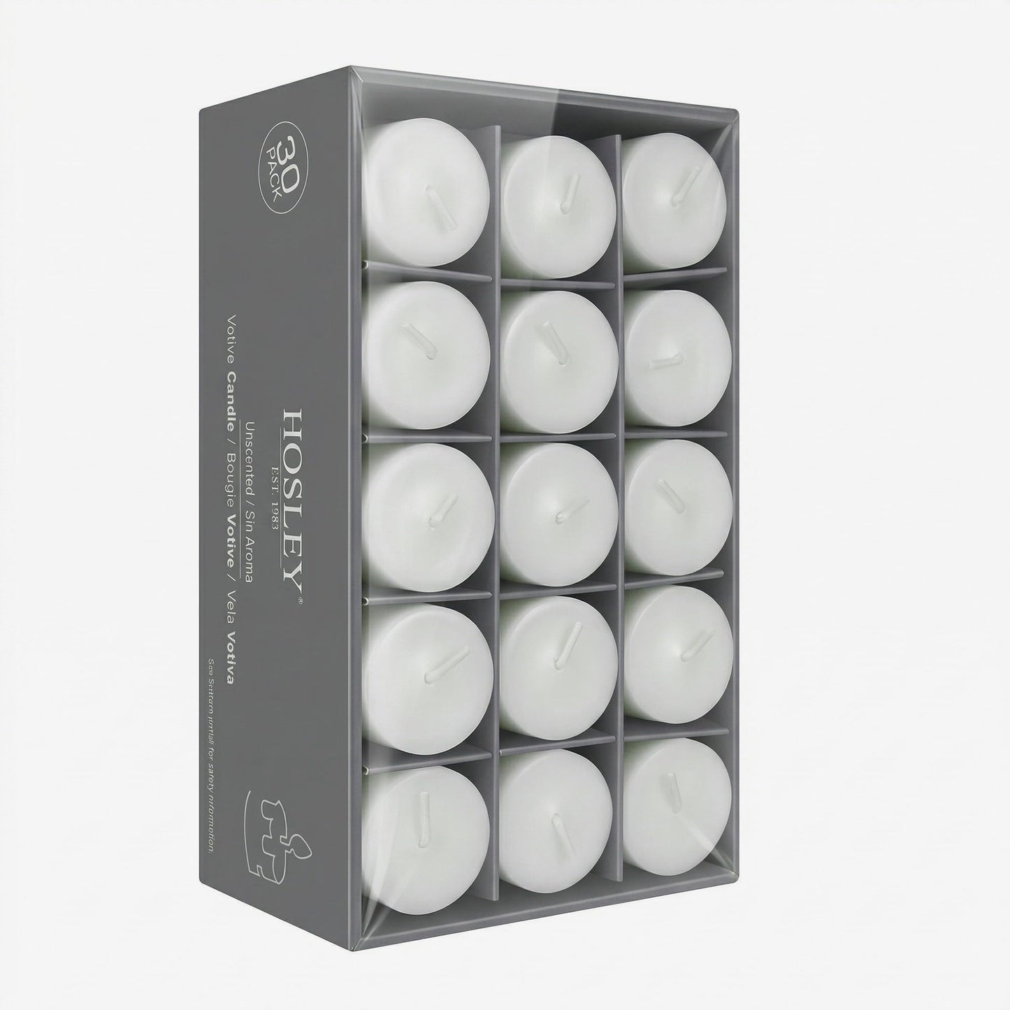 Hosley Set of 30 Unscented White Votive Candles – Bulk Pack, Clean-Burning, Long-Lasting 10-12 Hour Burn Time – Ideal for Weddings, Home Décor, Spa, and Events