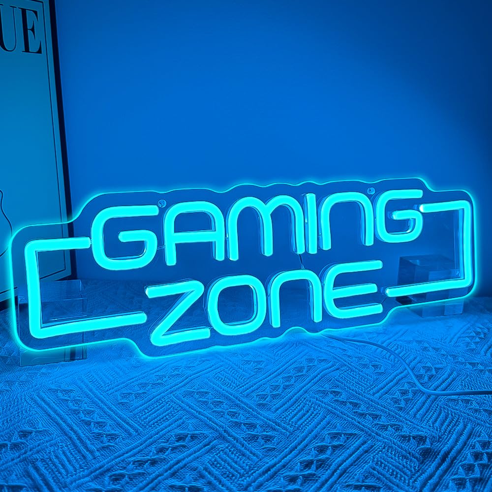 RuCvixkt Gaming Zone Neon Sign,Game Zone Neon Sign for Teens Gamer Room Decor，Gaming Light Neon Sign for Gaming Wall Decor，Led Neon Gaming Sign for Gamer Gifts Boys