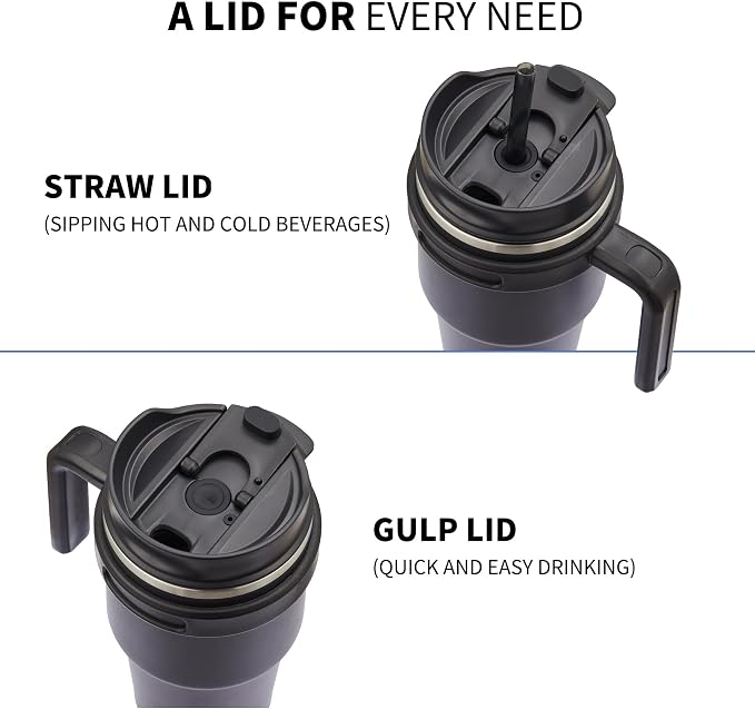 20 oz Insulated Coffee Mug Tumbler with Handle, Stainless Steel Travel Mug Tumbler with Lid and Straw,Double Wall Vacuum Leak Proof Ice Coffee Thermal Cup, Ocean Teal