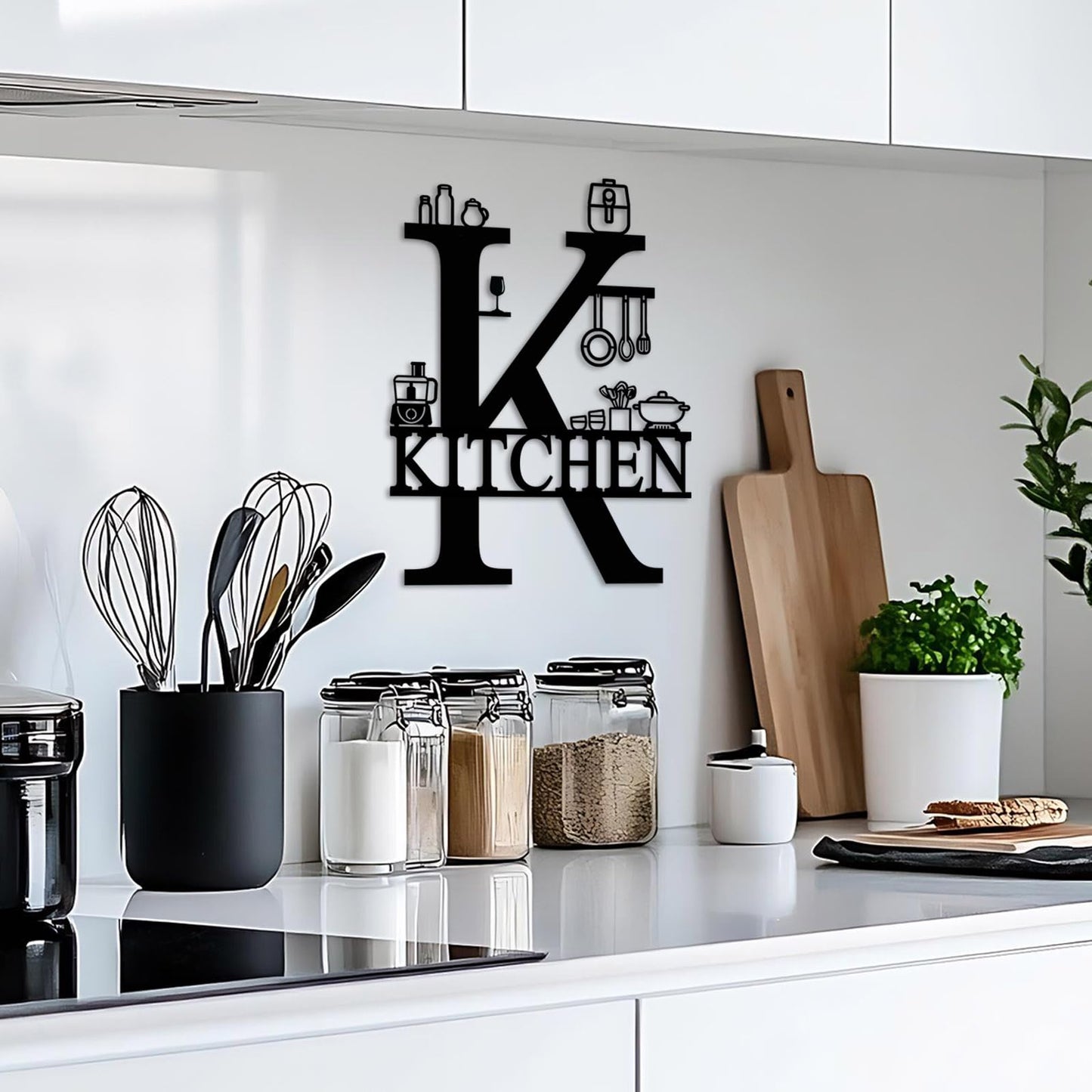 AHYS Kitchen Wall Decor Rustic Metal Kitchen Sign Wall Art for Farmhouse Home Dining Room Decorations - Black