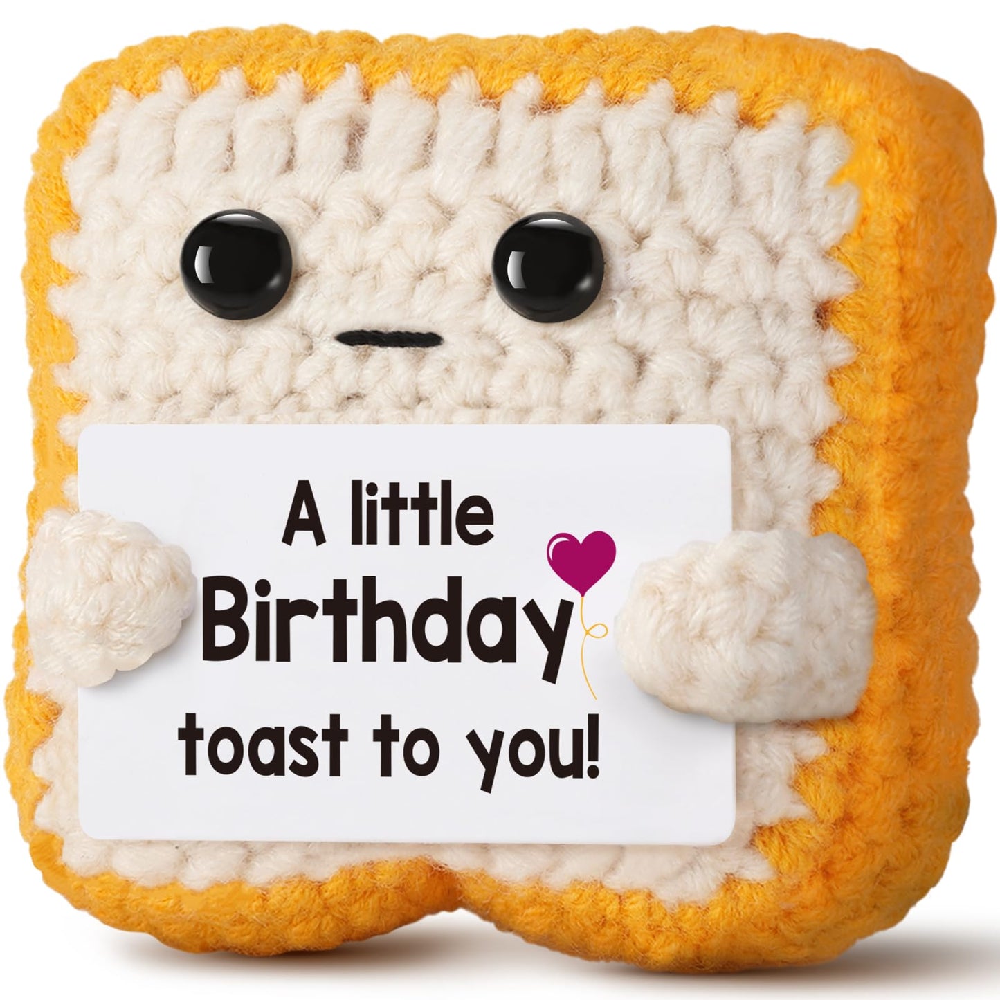 Ovrrcame A Little Birthday Toast to You - Funny Happy Birthday Gifts for Women, Men, Mom, Dad, Sister, Best Friend - Unique Birthday Decorations Crochet Toast Gift Card for Her/Him Ideas, Mothers Day