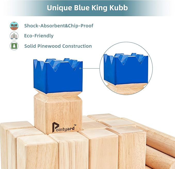 Pointyard Kubb Yard Game Set, Kubb Game Set with Carrying Bag - Wooden Toss Game Set for Outdoor Lawn Teenagers Adults Family
