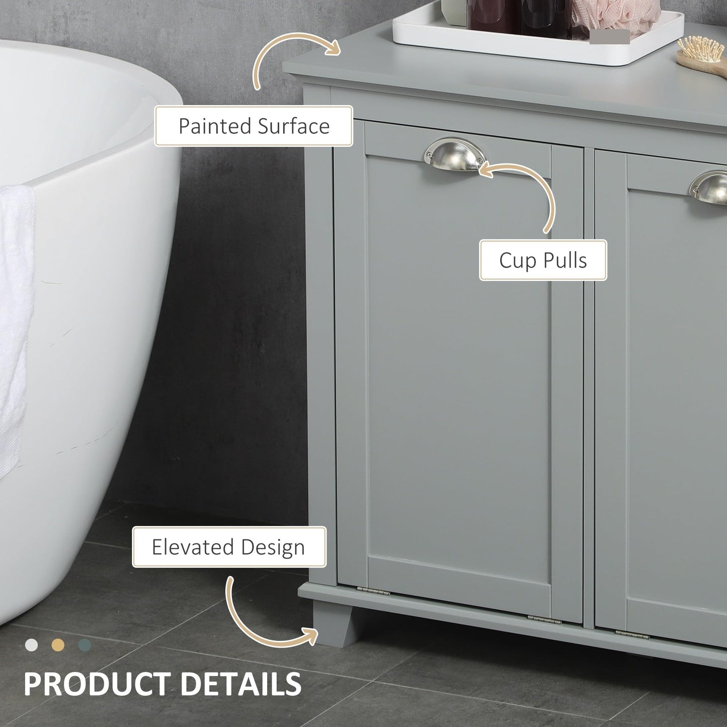Modern Tilt-Out Laundry Sorter Cabinet, Bathroom Storage Organizer with Two-Compartment Tilt-Out Hamper,for Kitchen Home