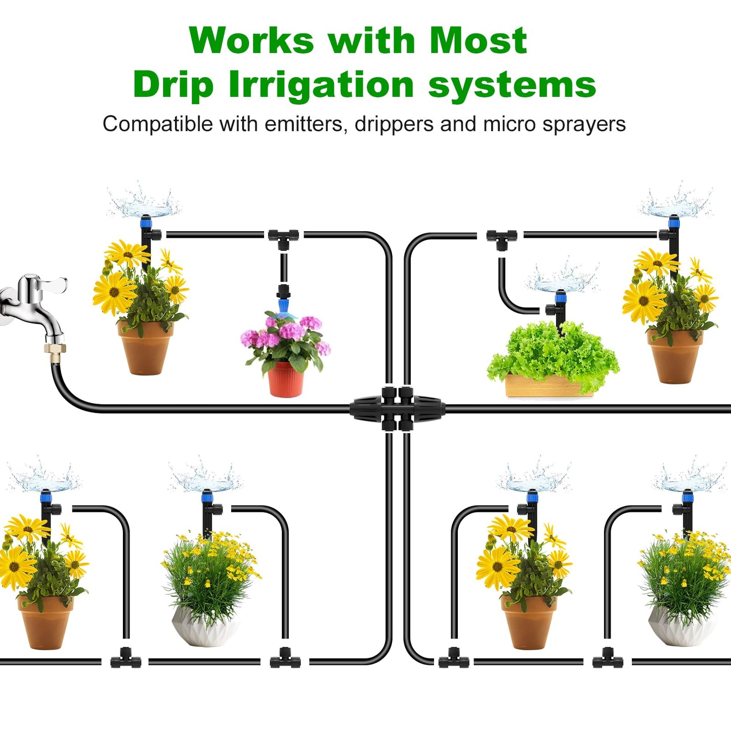 5/16 Inch Blank Drip Irrigation Tubing, 60FT Distribution Hose for Garden, Greenhouse & Raised Beds, Flexible UV-Resistant Watering Line for Drip Irrigation Systems