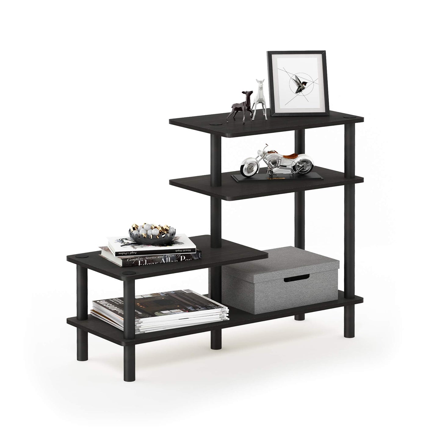 Furinno Ladder Bookcase Display Shelf, 5-Tier, Espresso