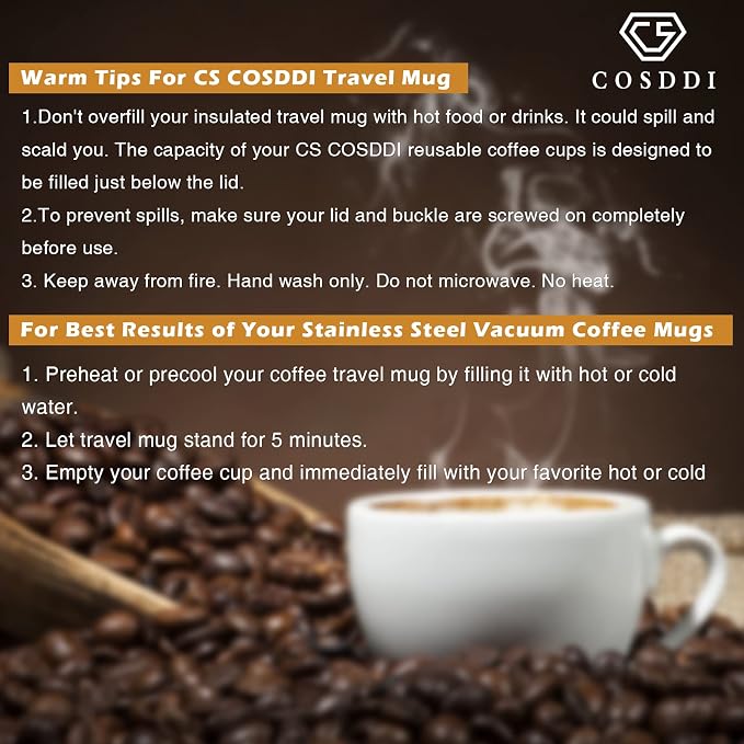 CS COSDDI 12 oz Stainless Steel Vacuum Insulated Tumbler - Coffee Travel Mug Spill Proof with Lid - coffee Cup for Keep Hot/Ice Coffee,Tea and Beer (Green)