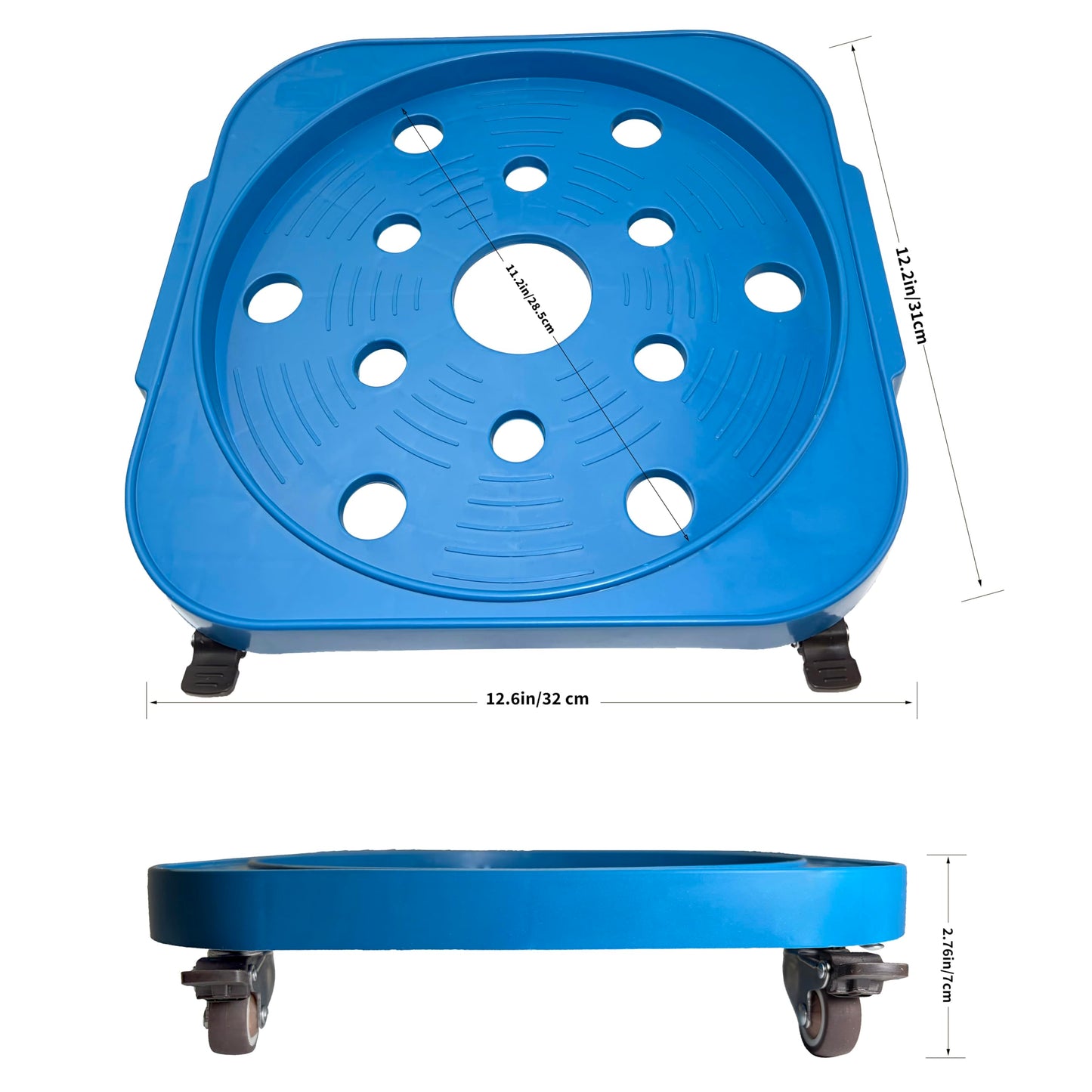 11" 5-Gallon Water Bottle Jug Caddy with 4 Rolling Swivel Casters - Heavy-Duty 5-Gallon Bucket Dolly & Plant Stand, Blue