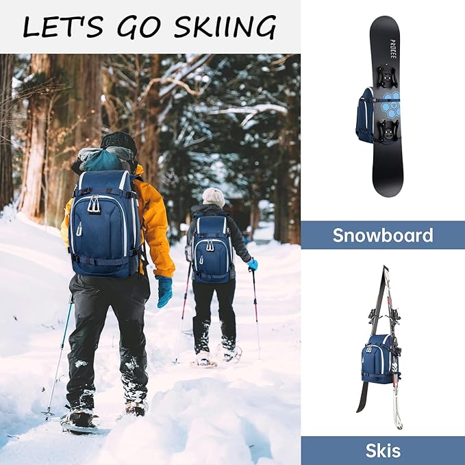 Ski Boot Bag, 50L Ski Boot Travel Backpack for Skis, Snowboard & Accessories, Waterproof Padded Ski Boot Bag Backpack