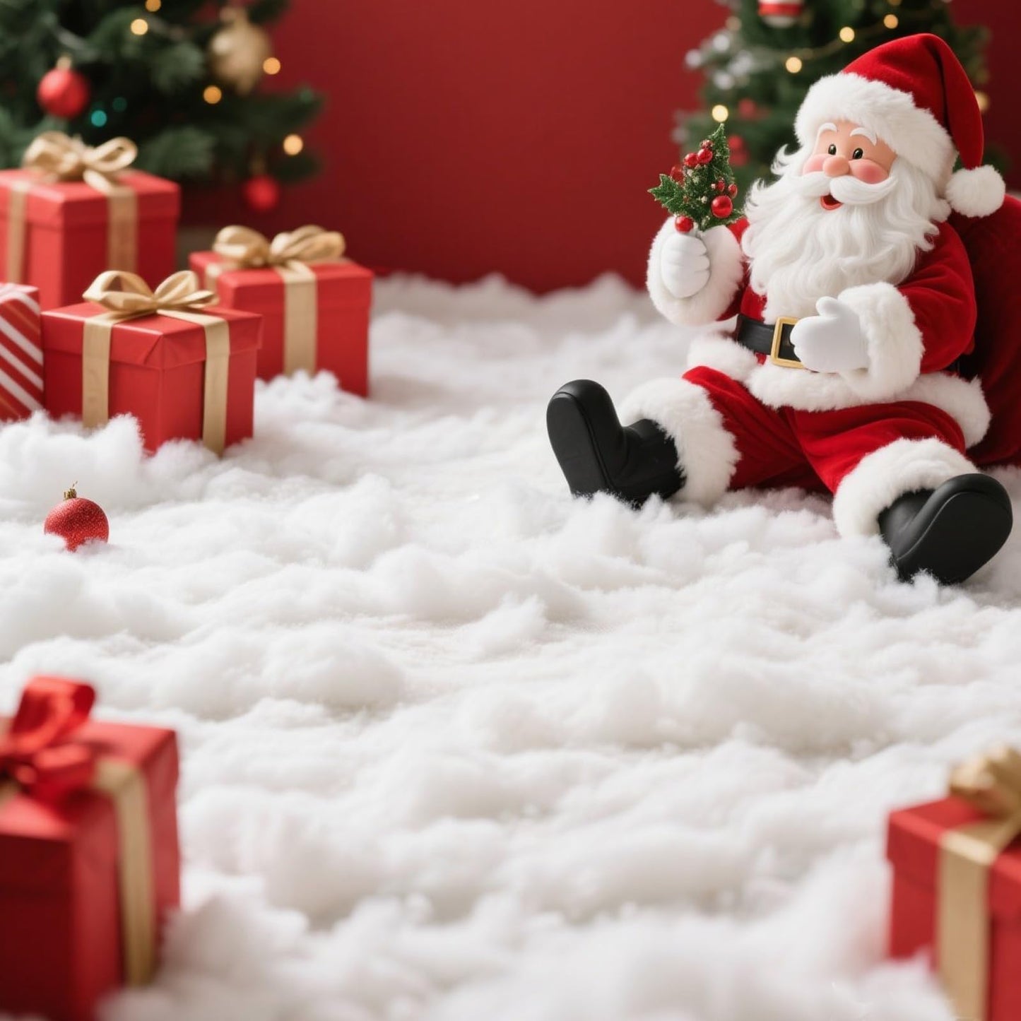 GQE Christmas Fake Snow Decoration,7 Oz(1 Bag) White Artificial Snow Cotton Fluffy Fake Snow for Mantle Village,Nativity Set,Faux Snow Christmas Tree Decor,Winter Indoor Home Decoration