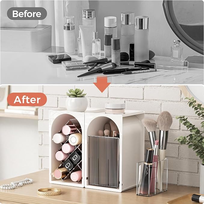 Modular Makeup Organizer, Clear Acrylic Cosmetic Storage Box with Drawer, Vanity Countertop Organizer for Makeup, Skincare and Beauty Accessories – Multiple Styles