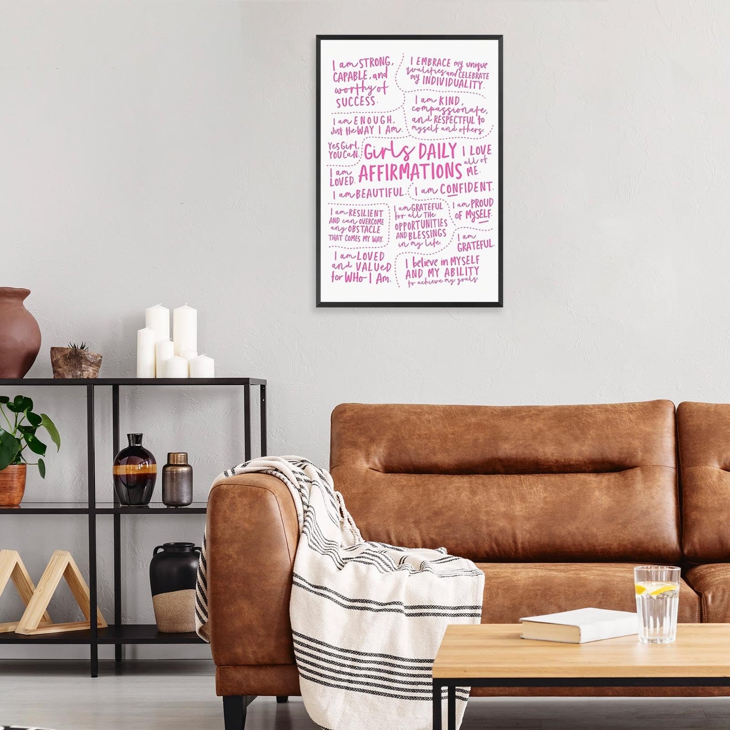 JMGHKL Girly Daily Affirmations Wall Art Pink Motivational Inspirational Posters Trendy Positive Uplifting Quotes Canvas Prints For Girls Bedroom Teen Bedroom Wall Decor 12x16in Unframed