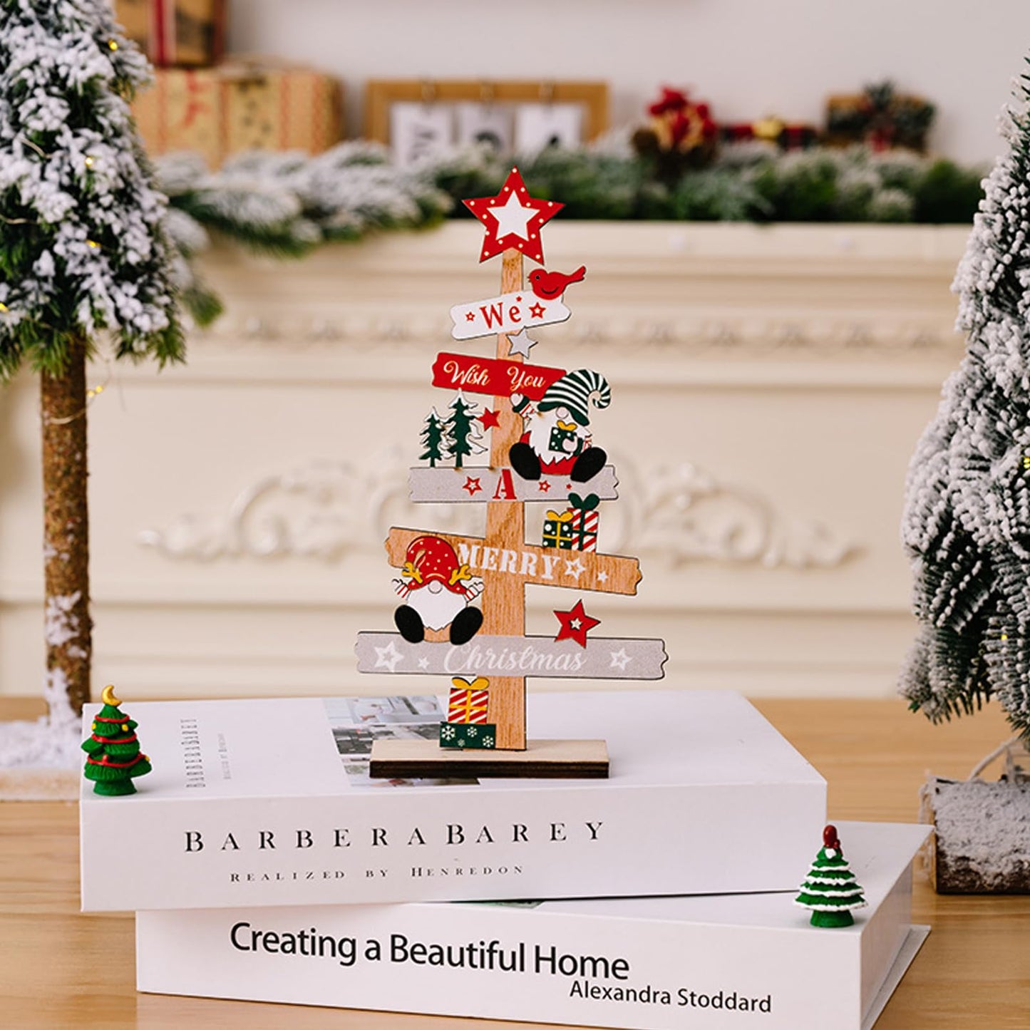 Anikoocory Christmas Tree Gnome Decorations for Home, Tabletop, Wooden Xmas Ornaments for Office Party Tiered Tray Desk Decor (We Wish You A Merry Christmas)
