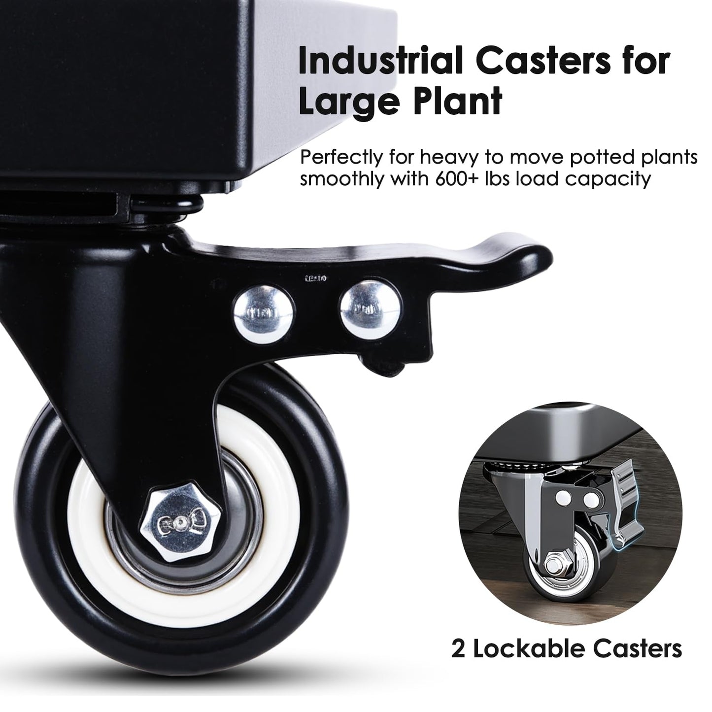 Hongsane 22" Plant Caddy with Wheels Heavy Duty,600Lbs Large Metal Plant Rollers with Wheels,Rolling Square Plant Stand with Industrial Casters,Rust-Proof Plant Dolly for Large Planters,Pots,2-Pack