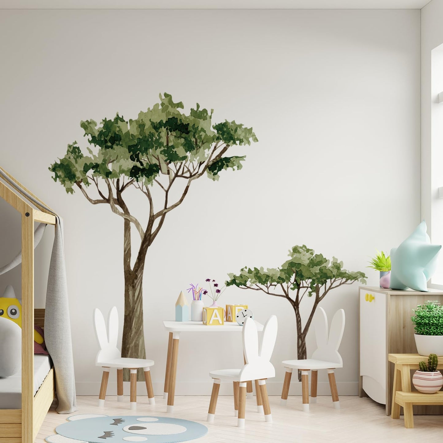 astrkiz Extra Huge Trees Wall Decals Peel and Stick, Self Adhesive PVC Realistic Tree Wall Mural Sticker, Precut Safari Acacia Tree Wall Art Decor for Kids Bedroom Playroom Nursery Room, 70.86"x88.58"