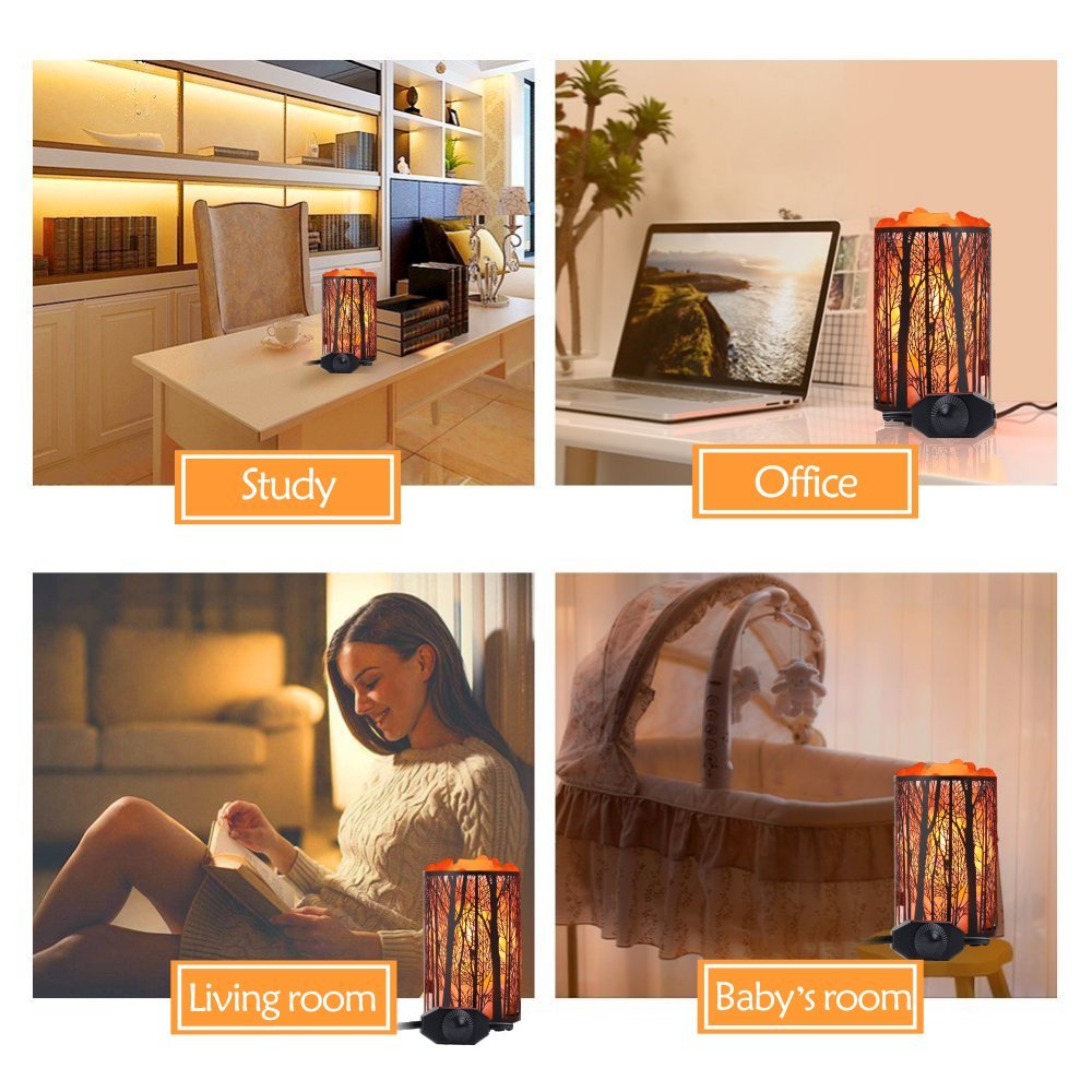 Shineled Himalayan Salt Lamp, Salt Rock Lamp Natural Night Light in Forest Design Metal Basket with Dimmer Switch (4.1 x 6.5 4.4-5lbs), 25Watt Bulbs & ETL Cord 1 Pack