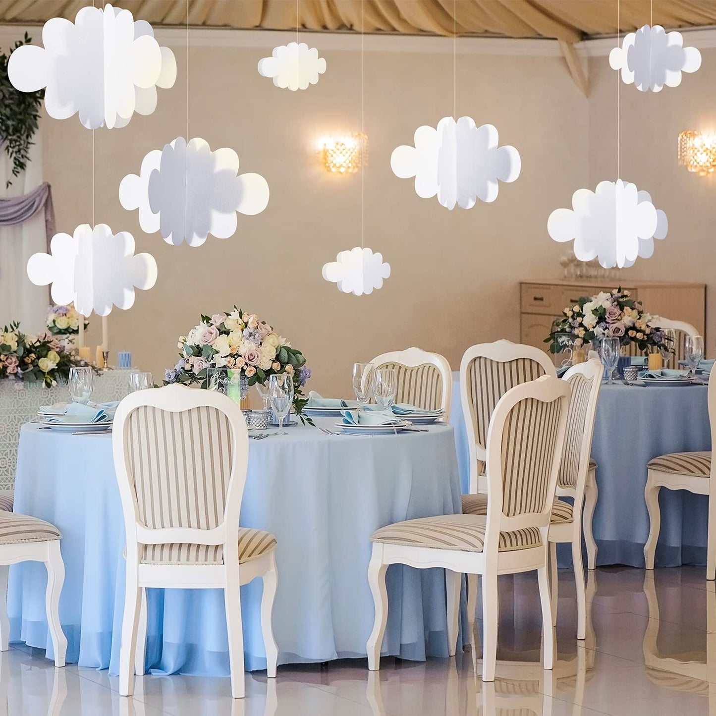 8 Pcs 3D Cloud Decoration Hanging for Ceiling Game Themed Party Decoration Artificial Cloud Ornament Hanging Ceiling Wall Banner Decor for Birthday Wedding Baby Shower Nursery Children Room