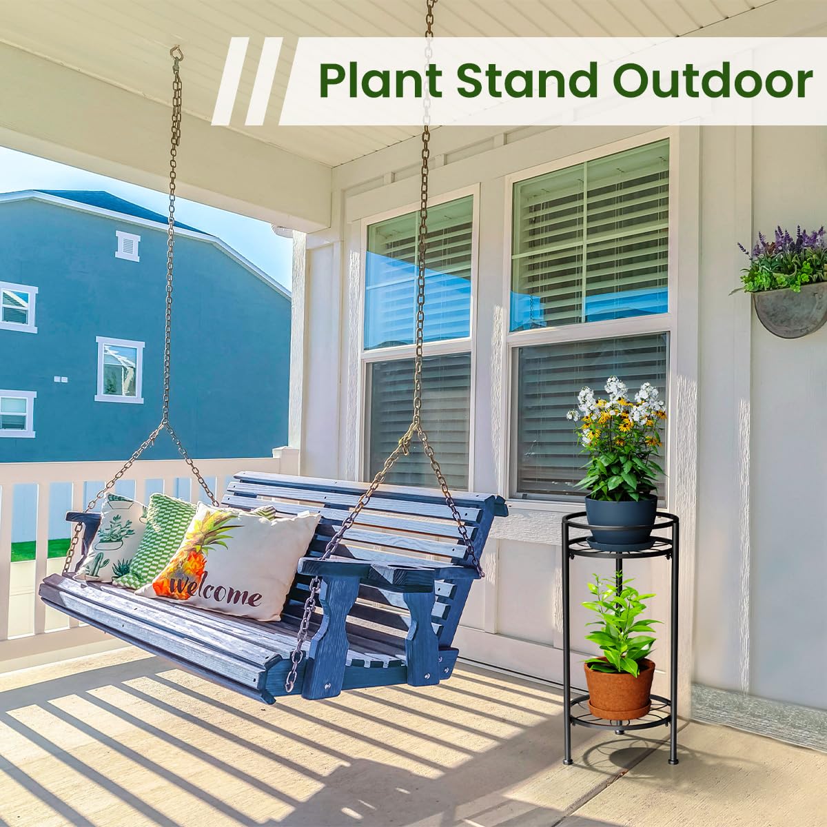 H HOMEXIN Plant Stand Indoor, 2 Tier Metal Tall Plant Stands 23.4" Multiple Plant Rack Holder, Heavy Duty Rustproof Flower Shelf Display for Apartment Corner Home Garden Patio